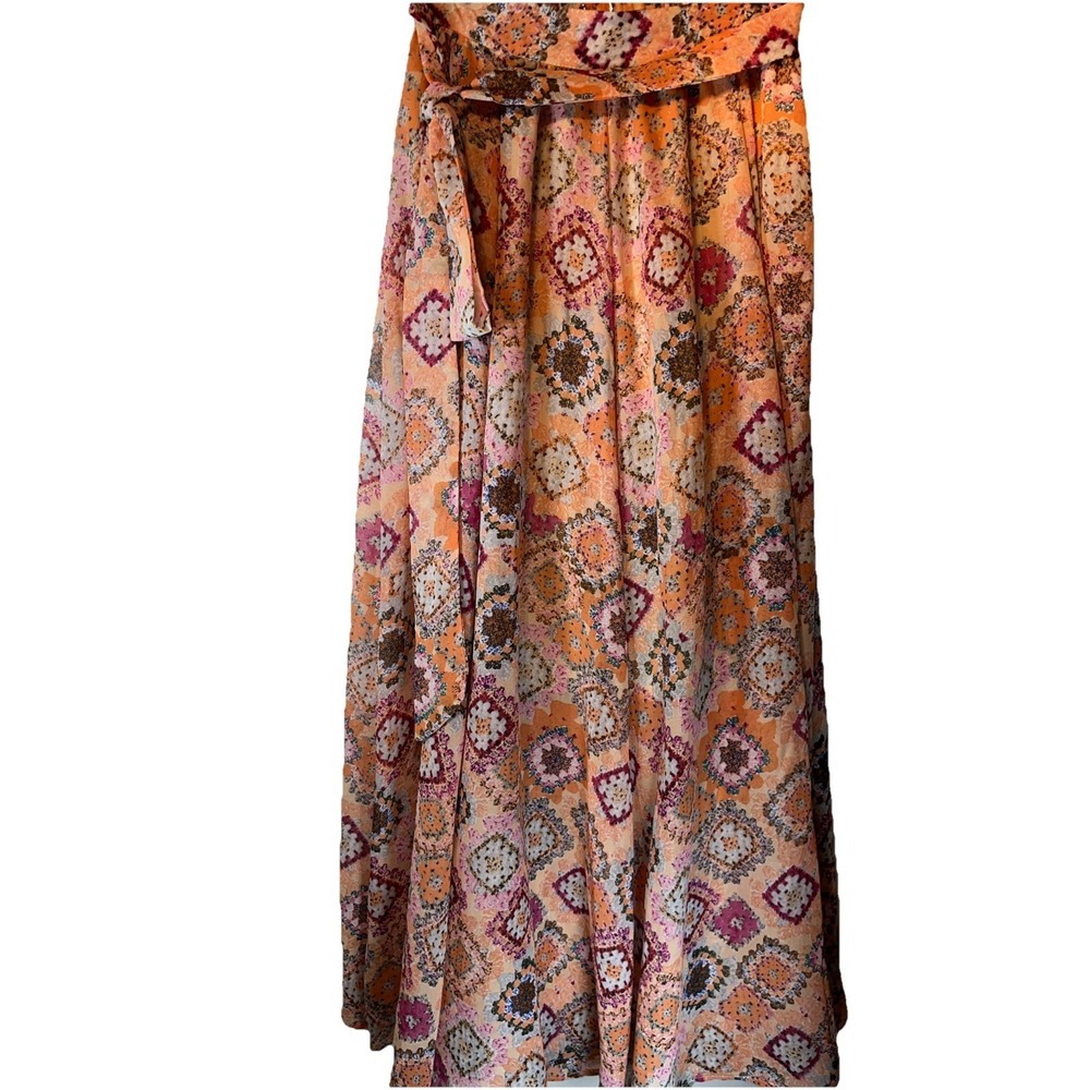 Moon Orchid Maxi Skirt Flowy Full Belted Lined‎ Fall Colors Size Small